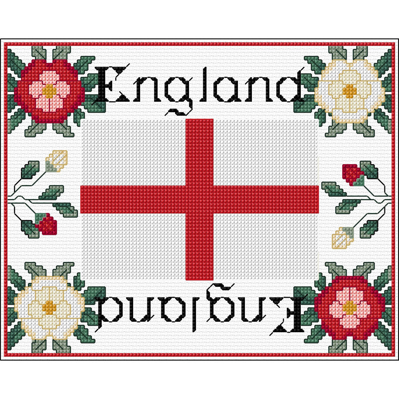 A cross stitch design celebrating the Platinum Jubilee for Queen Elizabeth II