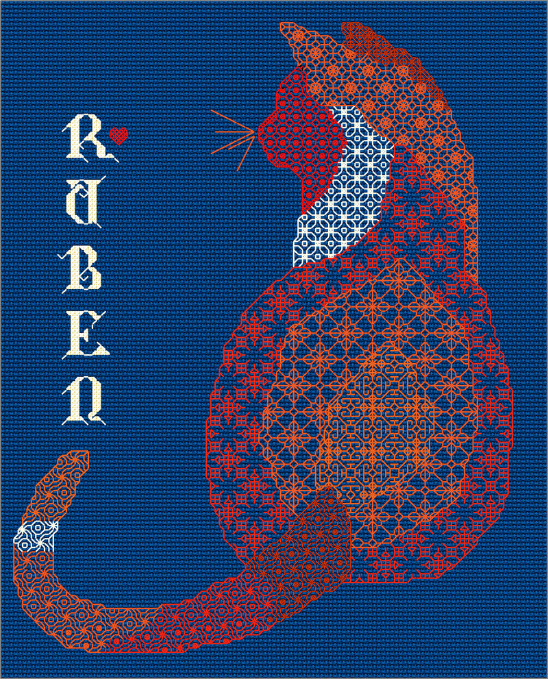 Blackwork Embroidery - Cat