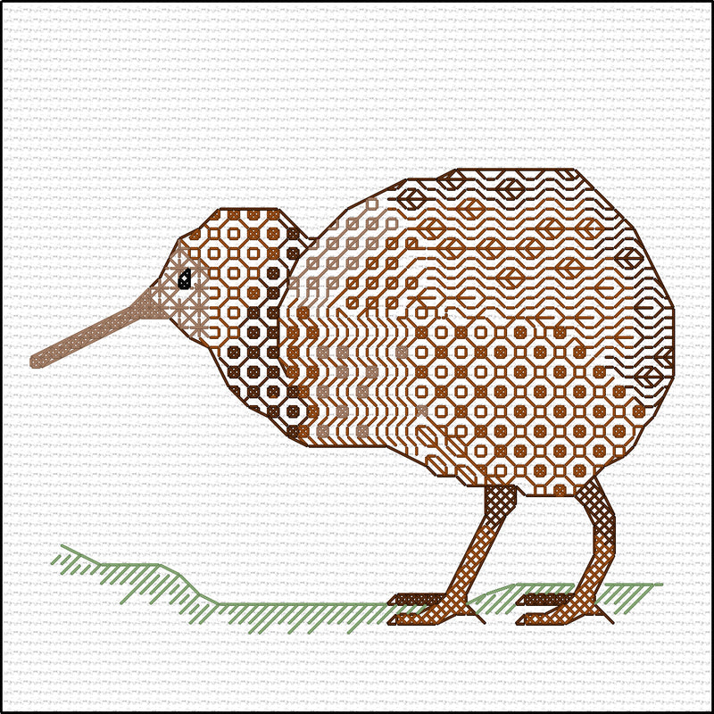 Small Blackwork Embroidery Kiwi
