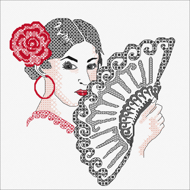 Blackwork Embroidery Flamenco