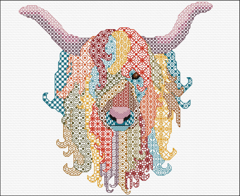 Stitch-on-Clothing Blackwork Embroidery - Wolf