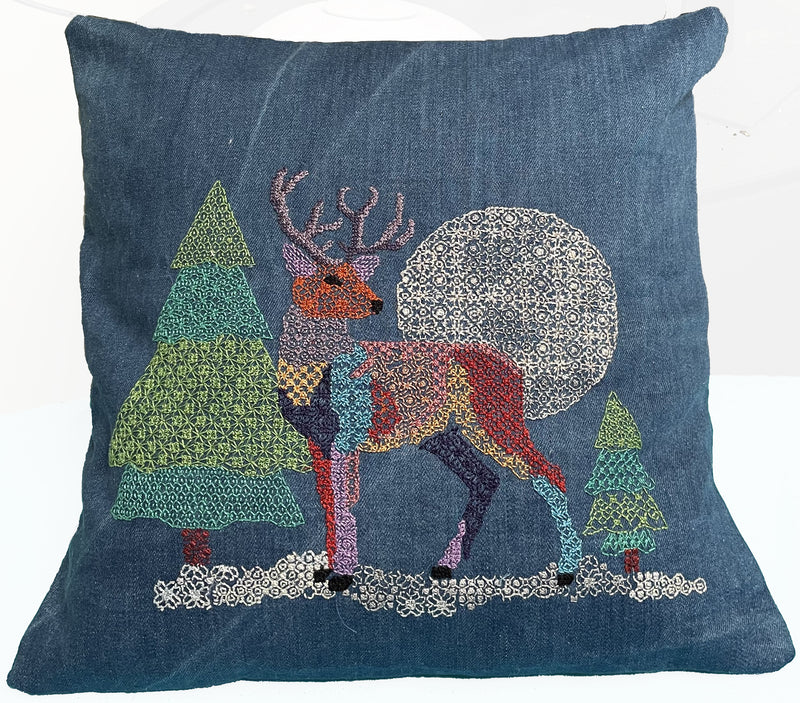 Stitch-on-Clothing Blackwork Embroidery - Stag