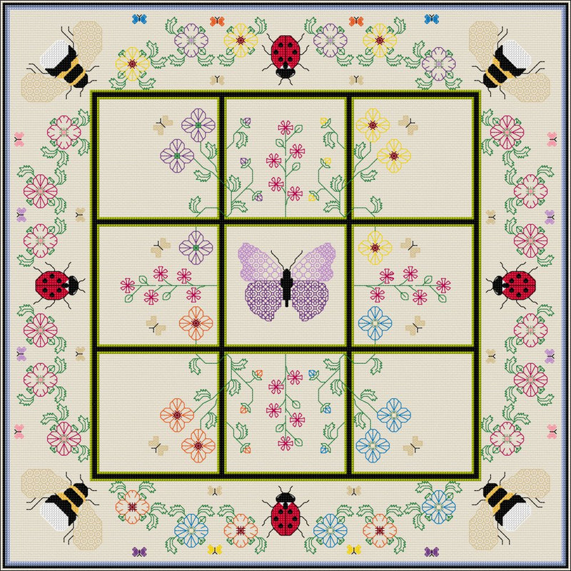 Stitched Three in a Row - Bees & Ladybirds from DoodleCraft Design