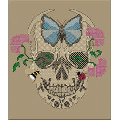 Blackwork Skull with Flowers & Insects from DoodleCraft Design