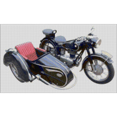Motorbike & Sidecar counted cross stitch kit from DoodleCraft Design- Chart Only