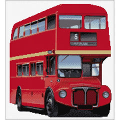Counted Cross stitch kit of Red Double Decker Bus from DoodleCraft Design