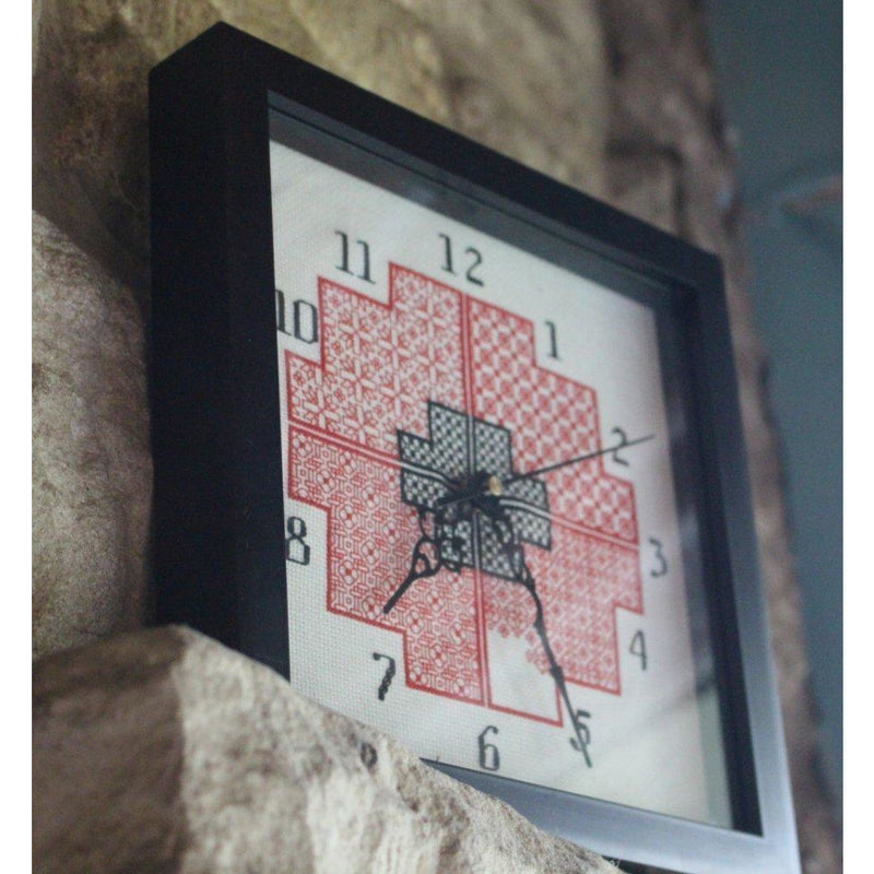 Stitched Clock face in Red & Black from DoodleCraft Design