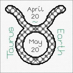 Aquarius Zodiac Signs created in counted cross stitch and blackwork from DoodleCraft Design