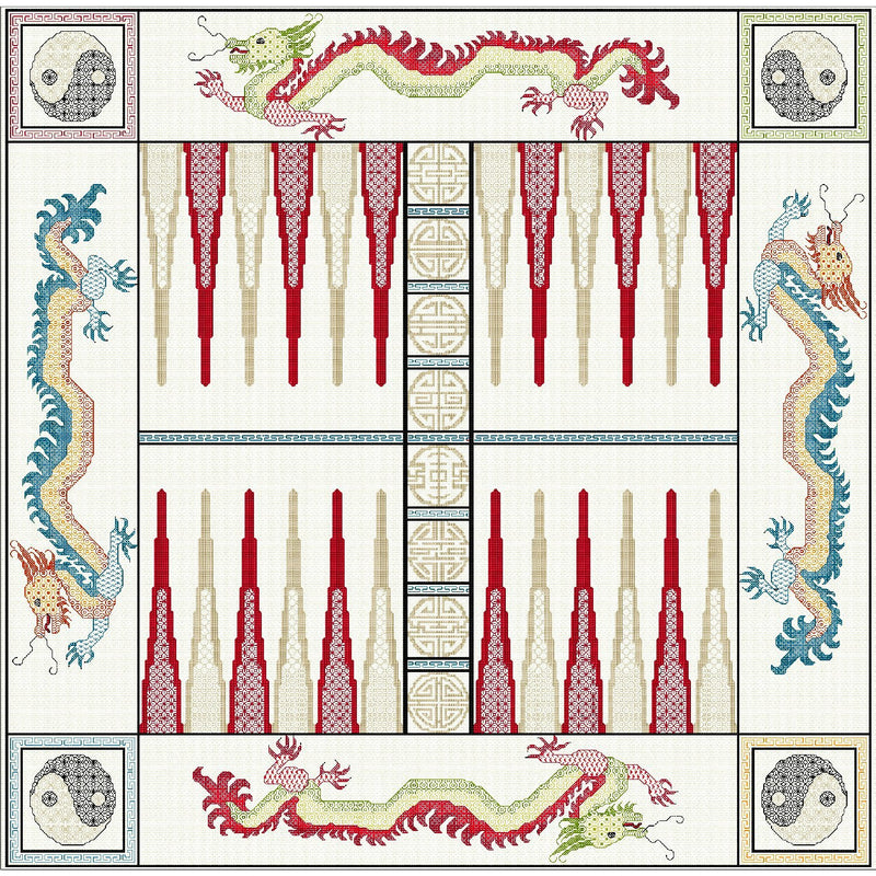 Quilt-your-own botanic backgammon games board from DoodleCraft Design