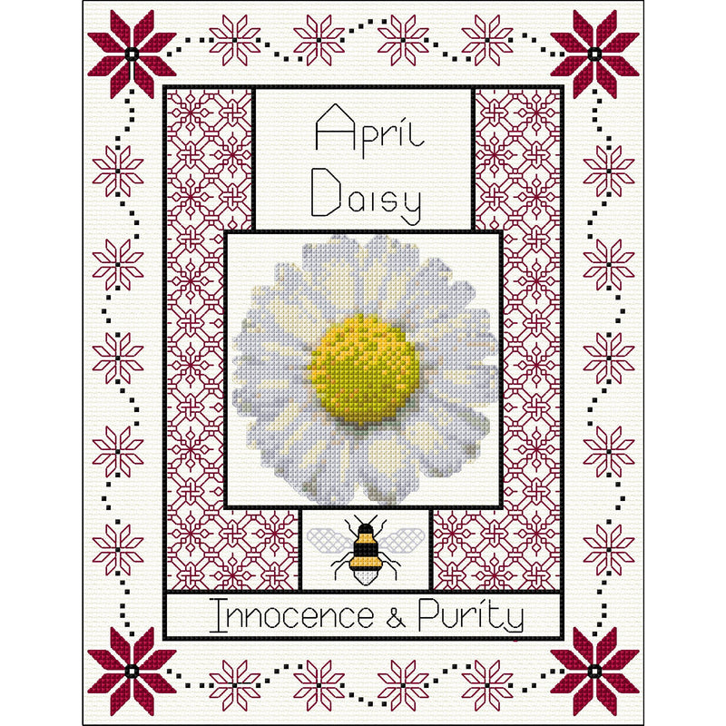 Cross stitch & Blackwork Embroidery - Year in Flowers (Updated design 2020)