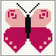 Childs pink butterfly cross stitch starter kit from Doodlecraft Design