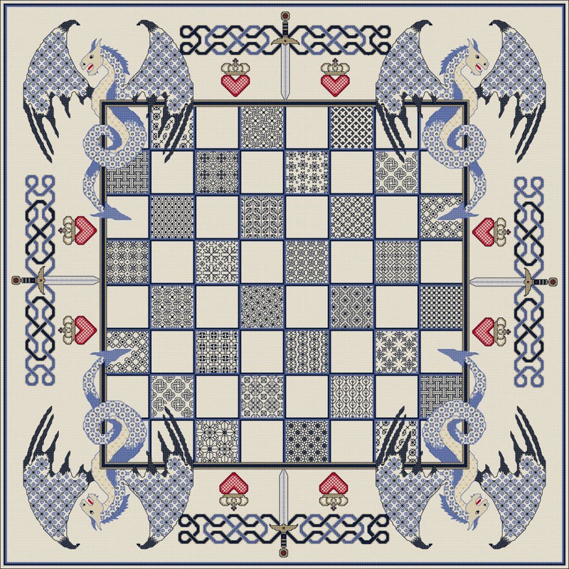 Stitch your own Chessboard - Light thread on dark fabric from DoodleCraft Design