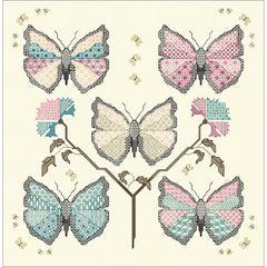 Blackwork embroidery Calico Butterflies in DMC threads from DoodleCraft Design