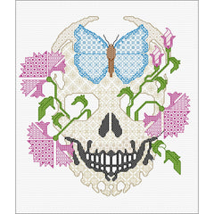 Stitch-on-Clothing Blackwork Embroidery - Skull