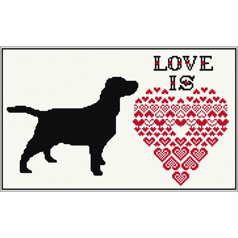Cross stitch design of Love is.... Dogs from DoodleCraft Design