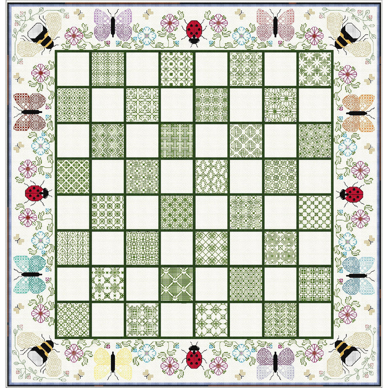 Stitched Botanic themed Chess Board from DoodleCraft Design