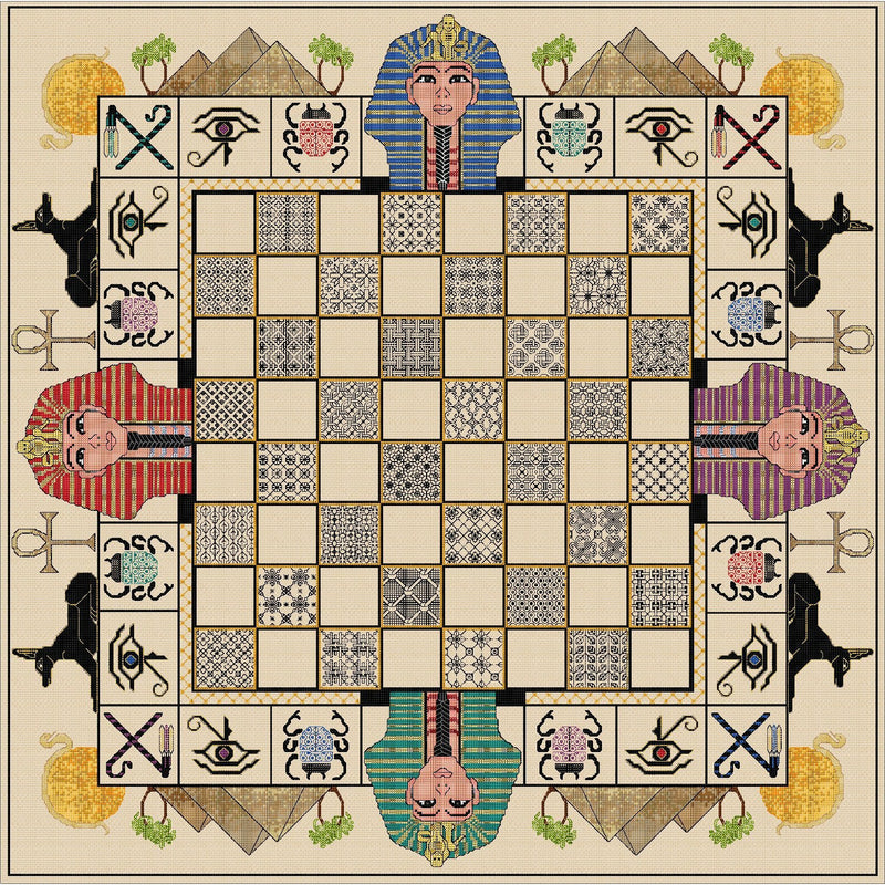 Quilt-your-own Botanic Chess games board from DoodleCraft Design