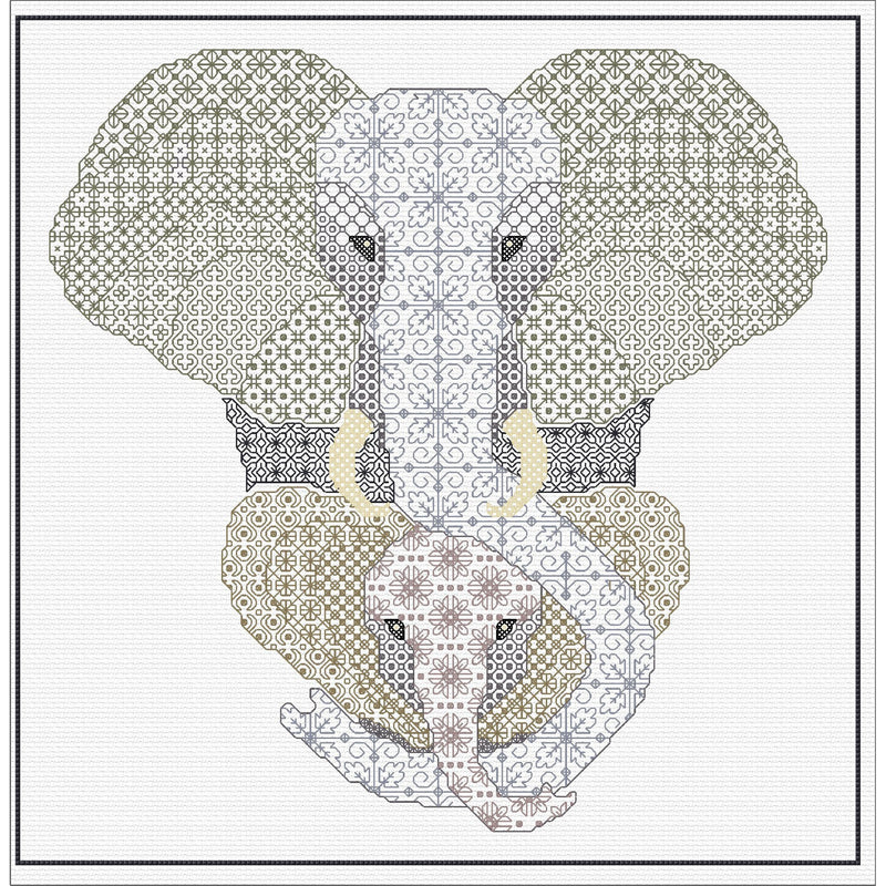 Blackwork Elephant and Calf from DoodleCraft Design