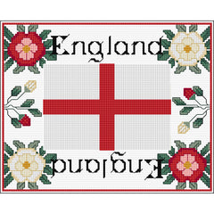 A cross stitch design celebrating the Platinum Jubilee for Queen Elizabeth II