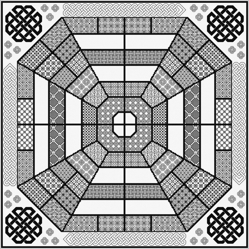 Quilt panel for Fidchell (Irish Chess) from DoodleCraft Design