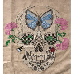 Blackwork Skull with Flowers & Insects from DoodleCraft Design
