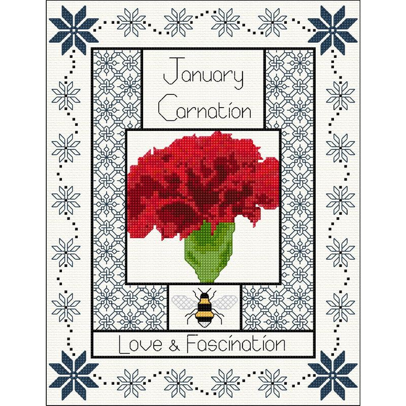 Cross stitch & Blackwork Embroidery - Year in Flowers (Updated design 2020)