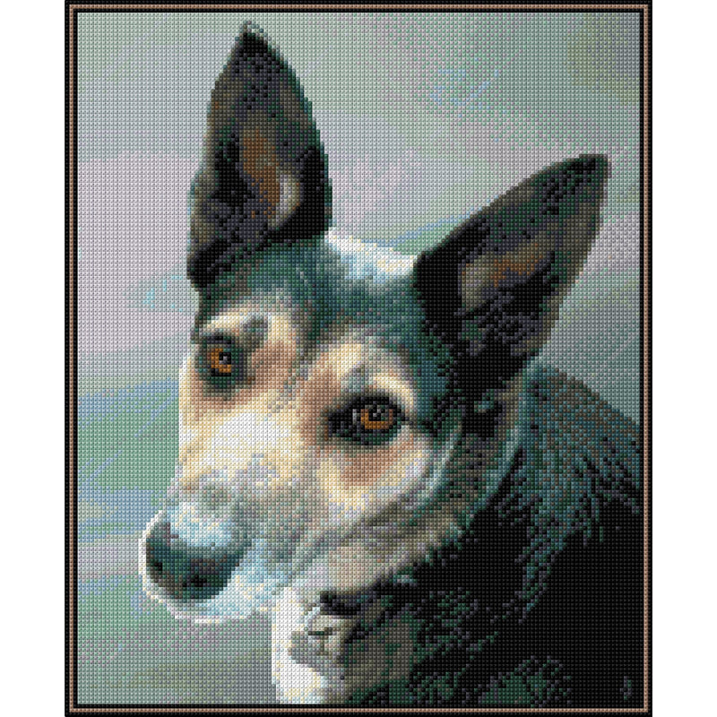Cross stitch Commission of a dog from DoodleCraft Design