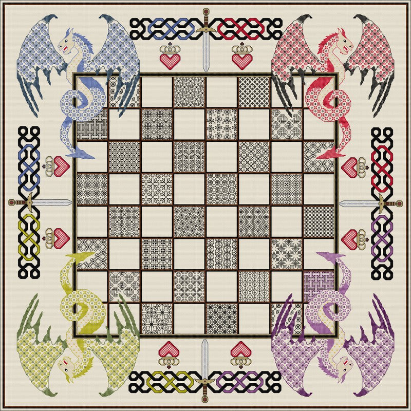DoodleCraft Gifts - Chess Board with a Dragon Theme