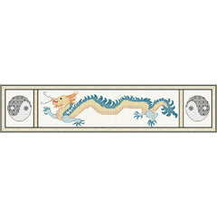 Stitched Oriental Dragon designed in blackwork from DoodleCraft Design