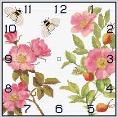 Cross stitch & Blackwork Embroidery Clematis - Pretty in Pink