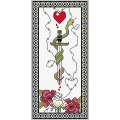 A cross stitch and Blackwork design of Bee's and Roses with a Bee Well message. Designed by DoodleCraft Design