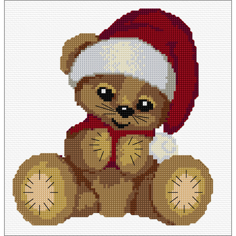 Cross stitch Christmas Teddy with Hat