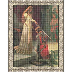 The Accolade by Edmund Blair Leighton created as a cross stitch kit by DoodleCraft Design