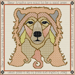 Cross stitch and blackwork embroidery bear in DMC threads from DoodleCraft Design