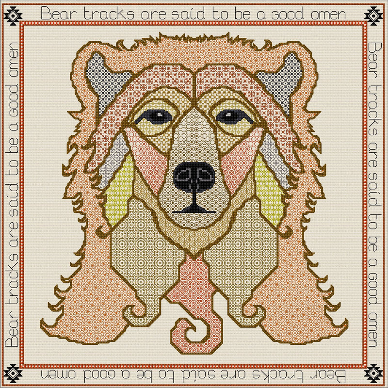 Cross stitch and blackwork embroidery bear from DoodleCraft Design