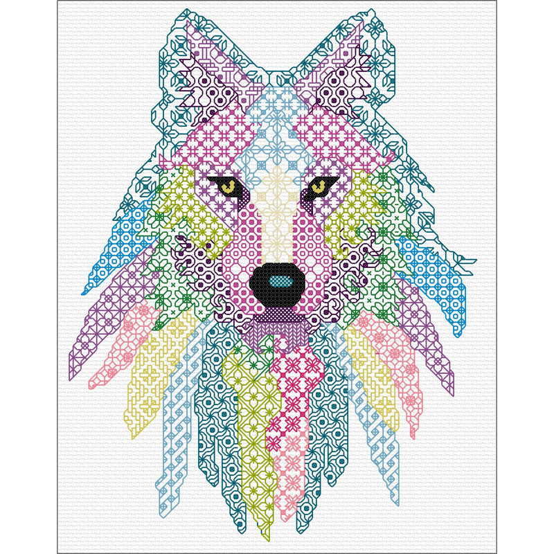 Stitch-on-Clothing Blackwork Embroidery - Wolf