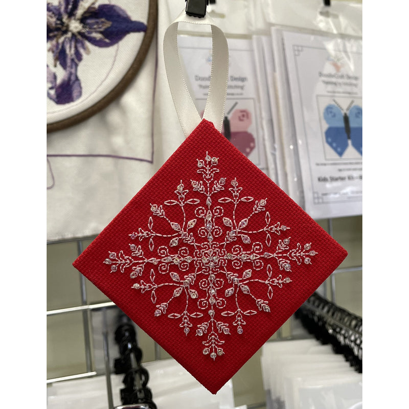 Blackwork Embroidery & Beading Christmas Tree Decorations