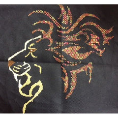 Tribal Lion in blackwork embroidery from DoodleCraft Design