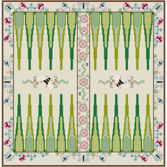 Botanical Backgammon Board kit created in cross stitch and blackwork from DoodleCraft Design