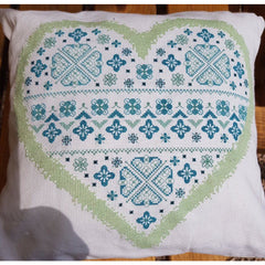 Heart Cushion stitched in cross stitch from DoodleCraft Design