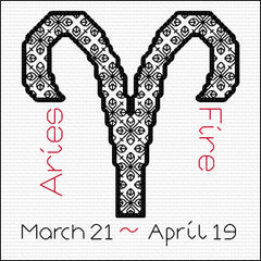Aquarius Zodiac Signs created in counted cross stitch and blackwork from DoodleCraft Design