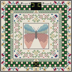 Cribbage Style Games Board kit - Butterfly Design in counted cross stitch and blackwork from DoodleCraft Design
