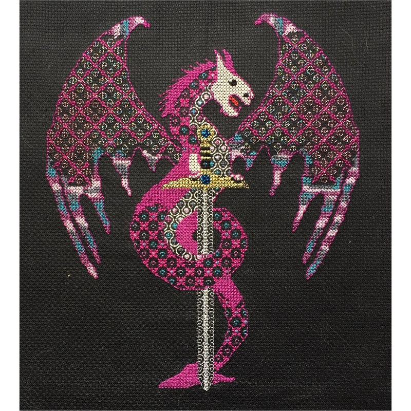 Dragon counted cross stitch and blackwork kit from DoodleCraft Design
