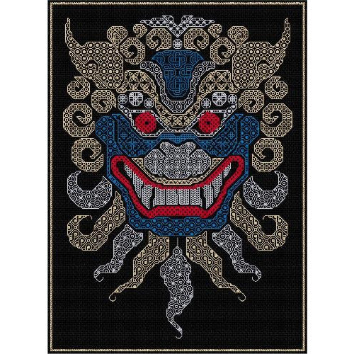Stitched oriental lion mask from DoodleCraft Design