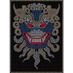 Stitched Oriental Dragon designed in blackwork from DoodleCraft Design