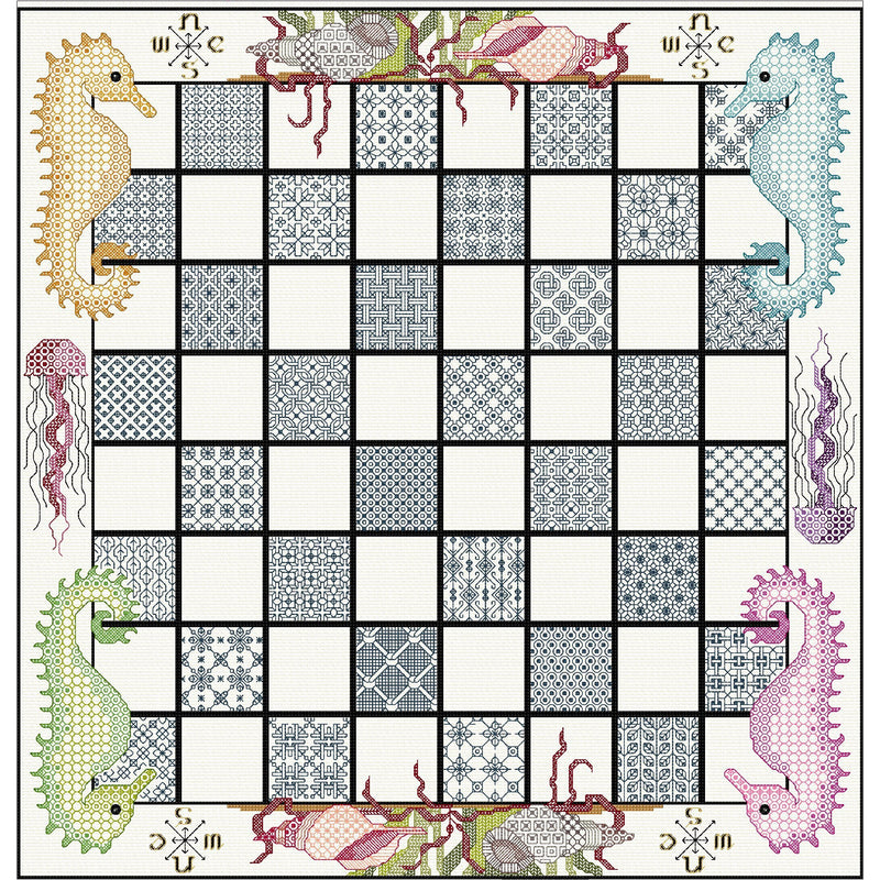 Chess board with a Seashore theme from DoodleCraft Gifts