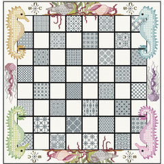 Seashore themed stitched chess board from DoodleCraft Design