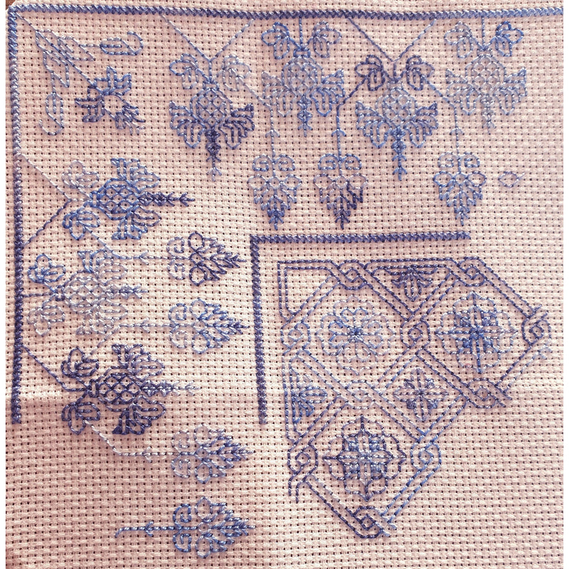Blackwork Embroidery in Blue