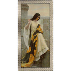 Stitching the standard by Edmund Blair Leighton created into a cross stitch by DoodleCraft Design